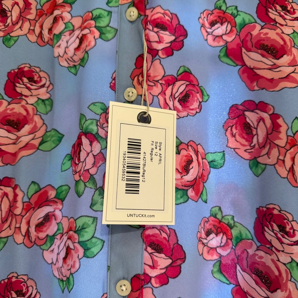 UNTUCKit Blue and Pink Floral Long Sleeve Dress - Picture 3 of 6